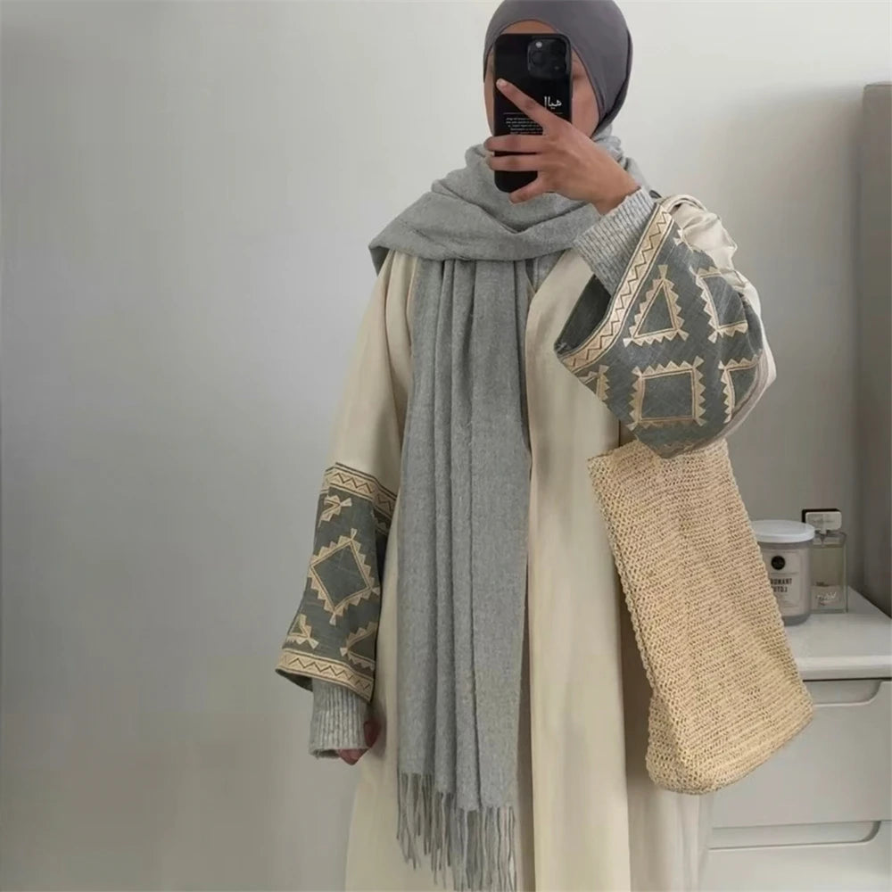 Tribal Apricot Open Abaya
