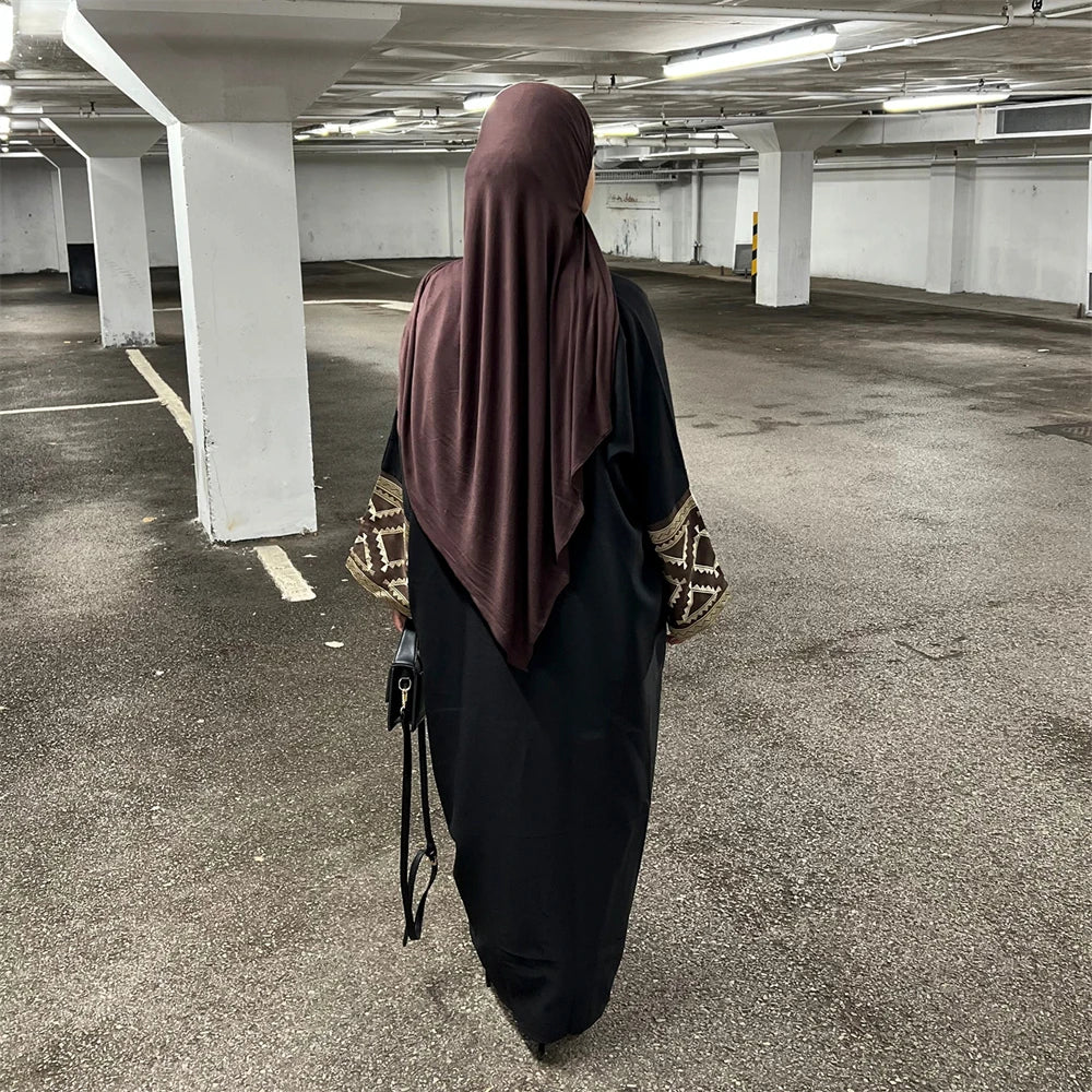 Tribal Black Open Abaya